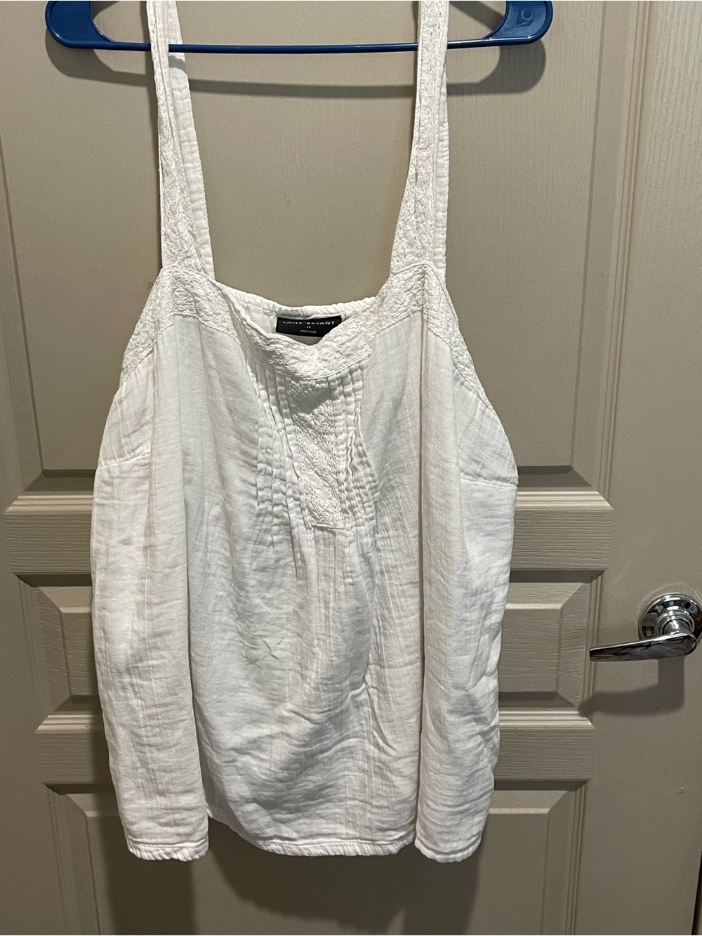 Lane Bryant-White Sleeveless Pintuck Linen-Blend Tank Top